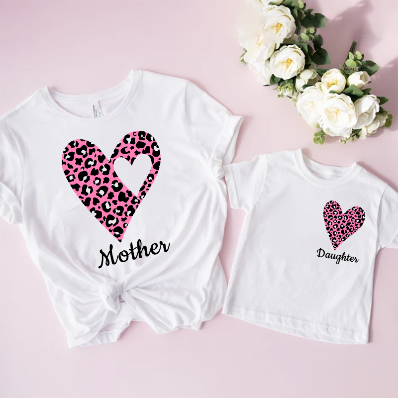 Plant Parent T Shirt - 가족 일치하는 의상 레오파드 하트 프린트