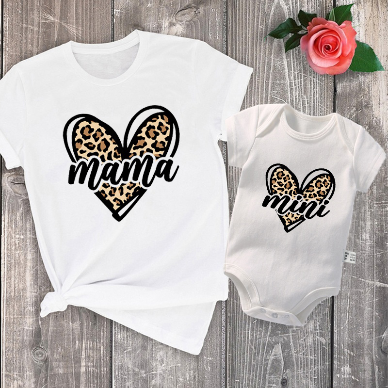 Plant Parent T Shirt - 마마 미미 레오파드 하트 프린트 패밀리